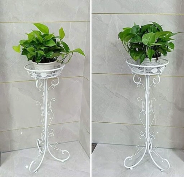 White  Iron Corner Pot Stand for Balcony Living Room Outdoor Indoor Plants  - white, Iron, pack of1